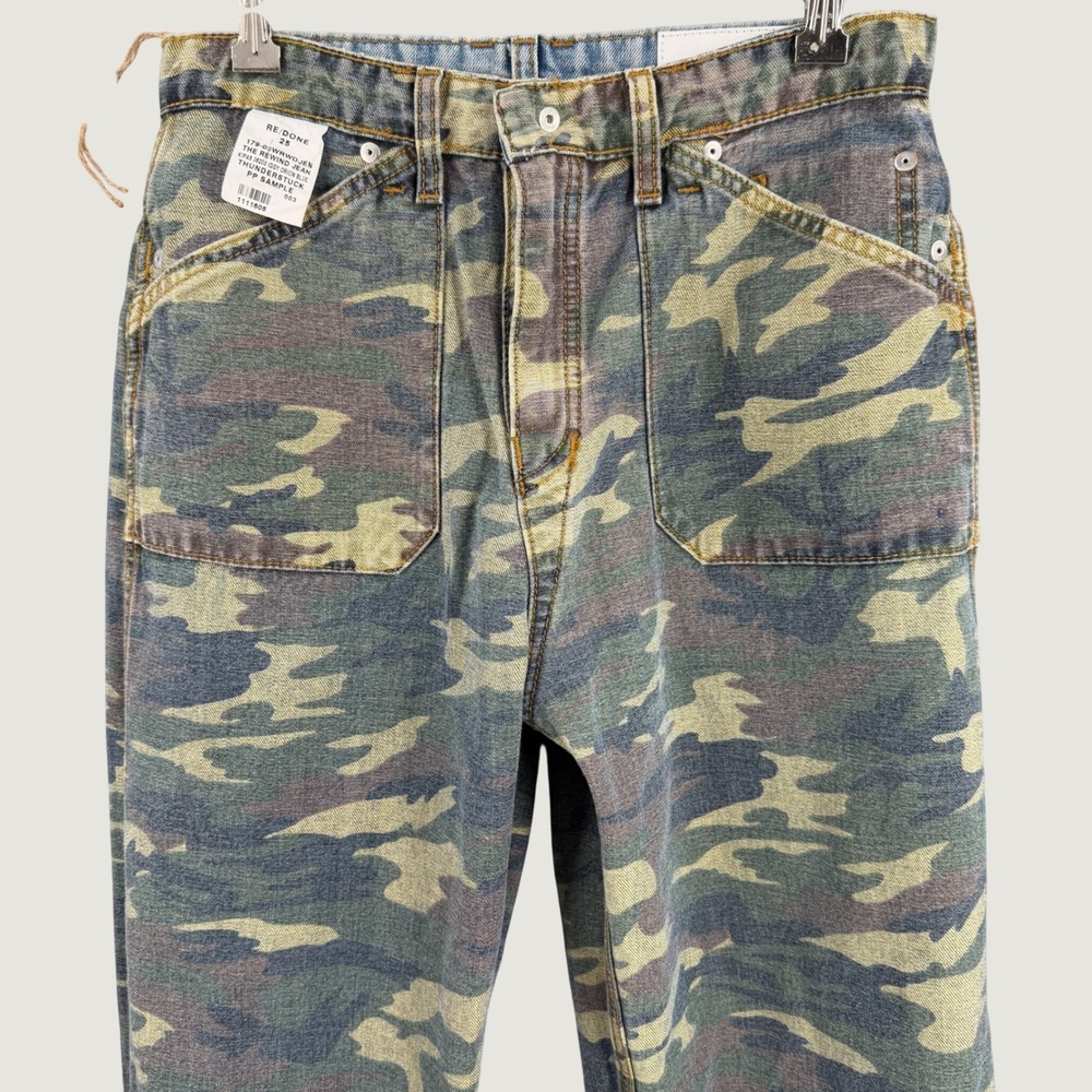 RE/DONE The Rewind Jean Size 25 Thunderstruck Reversible Camo Denim Workwear - Picture 3 of 12